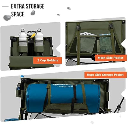 Overmont 400L Folding Double Decker Wagon - All-Terrain Detachable Big Wheels 200kg Capacity Collapsible Festival Wagon for Camping Sports Shopping Garden and Beach Green