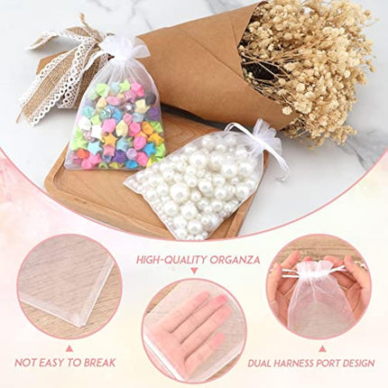 G2PLUS White Organza Gift Pouches, 10x15 CM Medium Organza Favour Bags, 100 PCS Wedding Jewelry Bags, Clear Mesh Pouches Perfect for Wedding, Christmas, Birthday, Anniversary