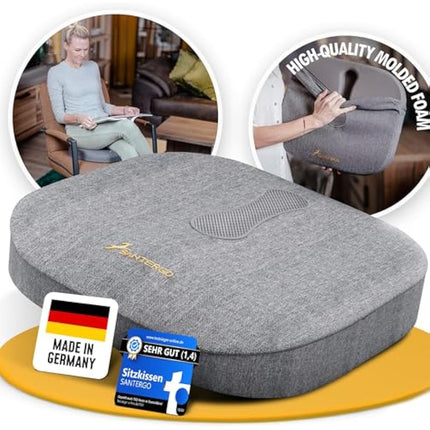 Orthopedic Seat cushion [PATENTED & STABLE] Support for Haemorrhoids Lumbar Coccyx | Seat cover office chair car wheelchair | seat cushion, ergonomic back cushion, pressure cushion - SANTERGO