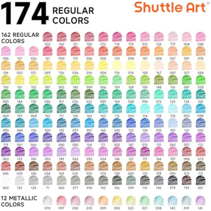 Shuttle Art 174 Colours Professional Colouring Pencils, Soft Core Coloured Pencils Set with 1 Colouring Book,1 Sketch Pad, 4 Sharpener, 2 Pencil Extender, Artists Kids Adults Colouring, Drawing