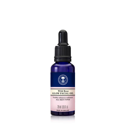 Neal's Yard Remedies Wild Rose Glow Facial Oil, Rejuvenating & Nourishing Face Oil With Vitamin E, Cruelty-Free, 28ml