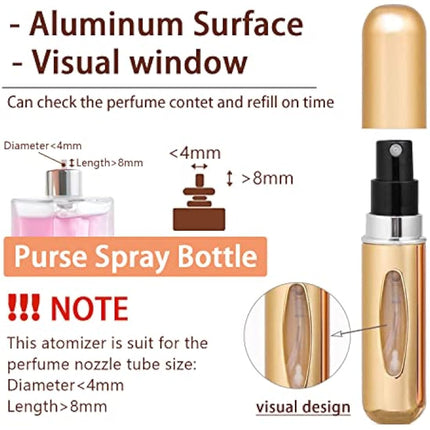 4PCS 5ml Perfume Atomiser Refillable Bottles Portable Mini Spray Travel Bottle Easy to Refill Empty Atomizer Bottle for Purse Handbag Pocket Luggage,Bright Color