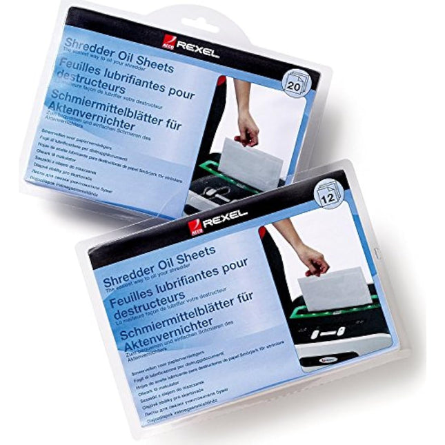 Rexel 2101949 Shredder Oil Sheets, Shredder Maintenance,white,, Pack of 20, A5 Size