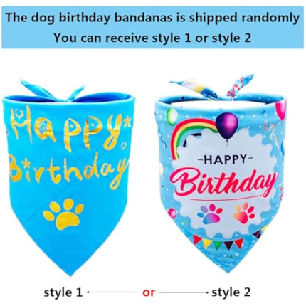 BIPY Blue Dog 1st Birthday Hat Bandana Banner for Boys Small Medium Dogs Cats Soft Bibs Doggy Party Grooming Supplies Celebration Birthday Bandana Set Costumes Headwear