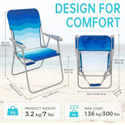 #WEJOY Folding Beach Chairs Lightweight Portable Garden Chair with Armrest Sturdy High Back Camping Chair for Outdoor Fishing Festival
