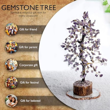 Amethyst Chakra Tree of Life - Crystal Tree for Positive Energy, Handmade Gem Tree - Feng Shui Decor, Good Luck Money Tree - Purple Healing Crystals for Spiritual Wisdom-Amythest tree