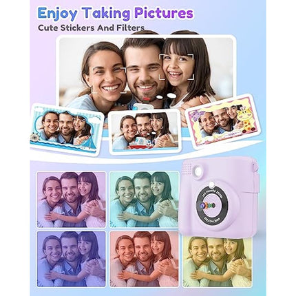 YORKOO Kids Camera for Girls Boys, Instant Camera for Kids with Print Photo Paper, 1080P HD Digital Camera Toy, Birthday Gifts for 3 4 5 6 7 8 9 10 Years Old Girl, Video Recorder, 32GB SD Card