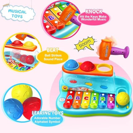 Baby Toys for 1 Year Old Boys Girls,Christmas Birthday Xylophone Toys Gifts for 6 12 18 Months Child, Early Educational Pound & Tap Hammering Kids Toys for Ages 2 3+