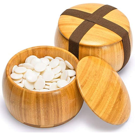 Bamboo 2-Centimeter Etched Reversible 19x19 / 13x13 Go Game Set Board with Single Convex Melamine Stones and Bamboo Bowls Set - Classic Strategy Board Game (Baduk/Weiqi)