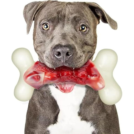 2TRUL Dog Toys for Aggressive Chewers, Indestructible Dog Toys for Large Dogs, Real Bacon Flavored, Dog Bones for Medium/Large Breed Dogs, Dog Chew Toys to Keep Them Busy