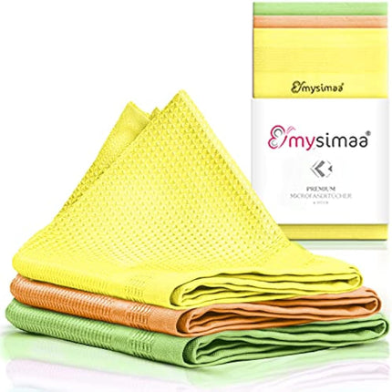 mysimaa® Neon cleaning cloths premium professional microfibre all-purpose cleaning cloths without cleaning agents for streak-free shine in the home, car, office as well as for window mirror glas