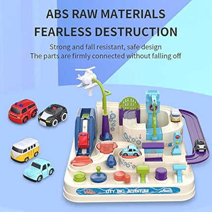 TODARRUN Car Adventure Toys,Cars Race Track Toys with 4 Toy Vehicle,Preschool Educational & Interactive Toy for Toddlers 3 4 5 6 7 8 Year Old Boys Girls