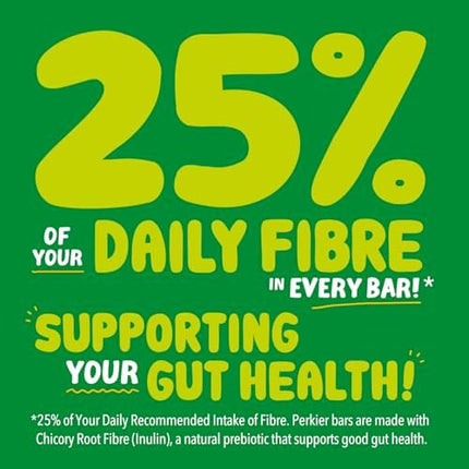 Perkier Variety Box,18 bars, 6 Flavours, Vegan, Gluten Free, Protein, High Fibre, Lower Sugar Snack, Natural Ingredients, Lower Calorie, Healthy, No Palm Oil, Nut Bar, Carbon Neutral