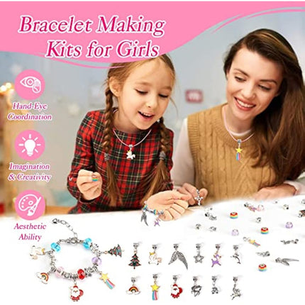 Unicorn Gifts for Girls Toys Age 6-10 Years Old Christmas Gifts Crafts Kids Toys, Girls Gifts Charm Bracelet Jewellery Making Kit Childrens Birthday Presents Advent Calendar Stocking Fillers Kids