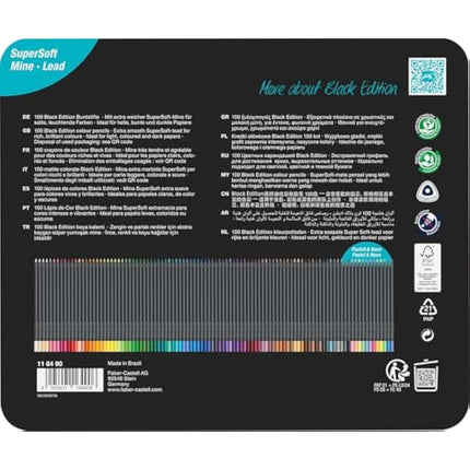 Faber-Castell Black Edition Colour Pencils, Tin of 100