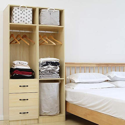 Sea Team 19.7 Inch Large Sized Waterproof Coating Ramie Cotton Fabric Folding Laundry Hamper Bucket Cylindric Burlap Canvas Storage Basket with Stylish Grey Stripe Design