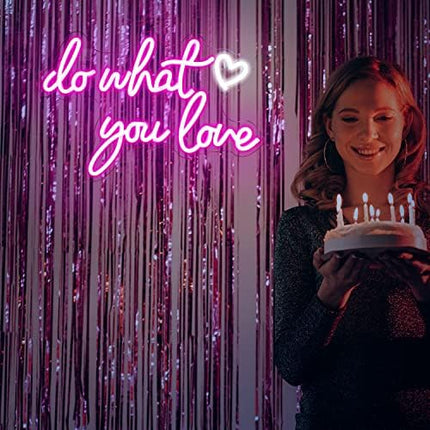 SIGNSHIP Do What You Love Neon Sign Pink LED Words Neon Light Wall Decorative Sweet LED Light Letter Led Sign for Bedroom Bar Wedding Birthday Party Valentine's Day Christmas Decor Gift