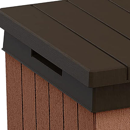 Keter Darwin 380L Outdoor Garden Furniture Storage Box Brown Evotech+ Wood Look and Feel | Fade Free | All Weather Resistant | Safe and Secure | Zero Maintenance | 2 year Warranty