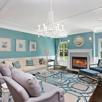 ASHUAQI Crystal Chandelier, 6 Lights Chandeliers Ceiling Light, Modern Chandelier White, E14 Base Pendant Light, Crystal Ceiling Lights for Living Room, Dining Room, Bedroom, Hallway, Kitchen