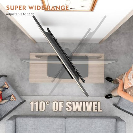 Universal Swivel TV Stand/Base Table Top TV Stand 40 to 86 inch TVs 110 Degree Swivel, 5 Level Height Adjustable, Heavy Duty Tempered Glass Base, Holds up to 66kgs Screens, HT04B-003P