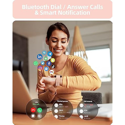 Parsonver Smart Watch Answer/Make Call, Fitness Watch for Women, Smartwatch IP68 Waterproof, 100+ Sport Modes, Heart Rate/Sleep Monitor, Fitness Tracker for Android iOS, Rose Gold, SPROD1