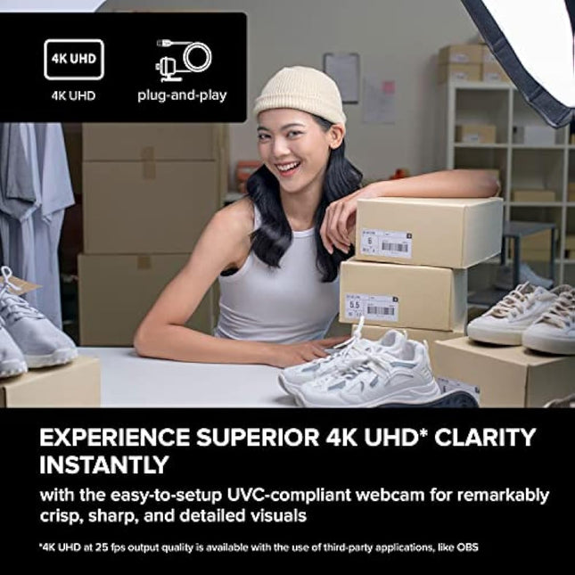 Creative Live! Cam Sync 4K UHD USB Webcam with Backlight Compensation, Up to 40 FPS, 95° Wide-angle Lens, Privacy Lens, Built-in Mics, Plug & Play for PC and Mac