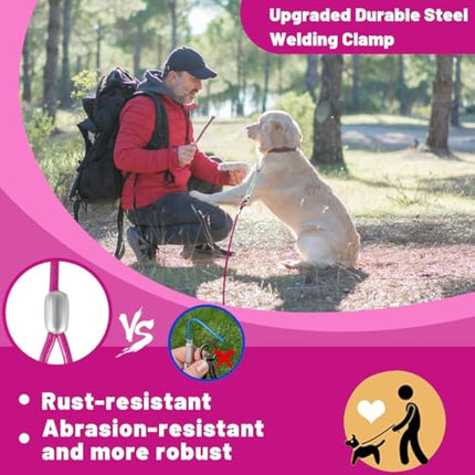 HaiYUAN Dog Tie Out Cable 10/15/20/25/30FT Dog Run Cable Rosy Pink/Blue/Purple/Silver/Red/Green/YellowTie Out Cable for Large Dogs Heavy Duty for Outside Hold Large Dogs Up to 250LBS