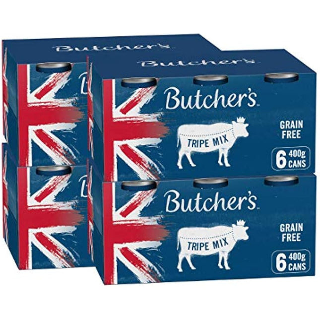 BUTCHER'S Wet Dog Food Tin Cans Grain Free Tripe Mix 9.6kg (24 x 400g)