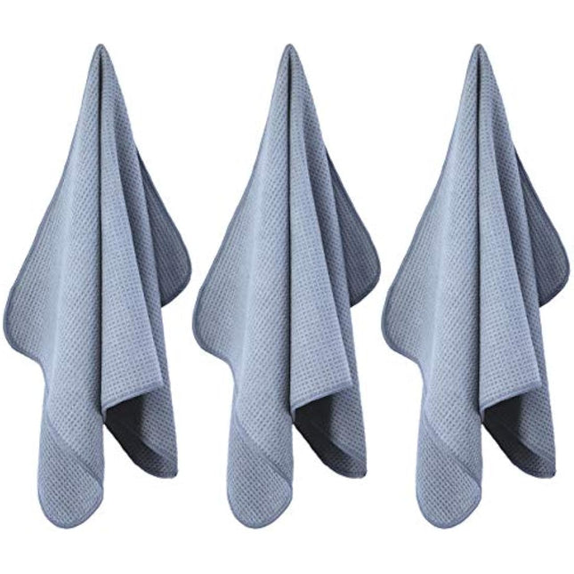 POLYTE Premium Microfibre Kitchen Dish Tea Towel Waffle Weave (Gray, 40x71) 12 Pack