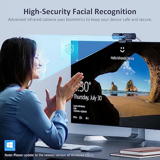 NexiGo HelloCam, 1080p Webcam with Windows Hello and Microphone, True Privacy with Patented Automatic Shutter, Facial Enhancement, HD USB Webcam Camera for PC, Video Calling, Recording, Conferencing