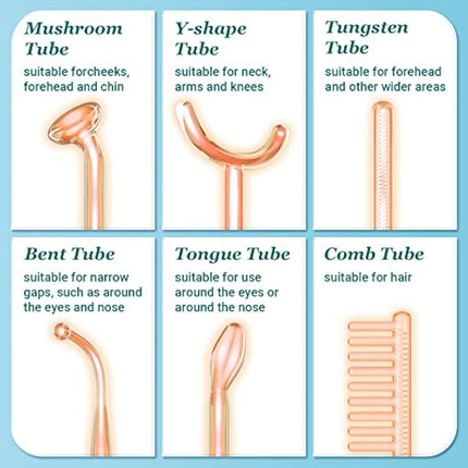 High Frequency Wand - UUPAS High Frequency Facial Wand with 6 Different Neon Tubes for Face/Hair/Body - Home Use Skin Tightening Machine Device for Acne Firming Skin Rejuvenation Wrinkle Removal