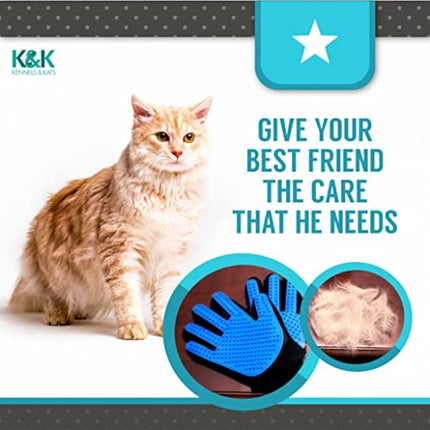 KENNELS & KATS Pet Grooming Glove | Pet Brush Glove | Premium De-shedding Glove for Easy, Mess-free Grooming with 260 Tips | Grooming Mitt For Dogs, Cats, Rabbits & Horses with Long/Short/Curly Hair