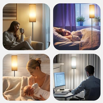 IPARTS EXPERT Floor Lamp for Living Room Modern, LED Reading Standing Lamps with Linen Shade & Foot Switch, 2700k-6500k Dimmable Standard Tall Lamps for Living Room, Bedroom, Office (Linen)