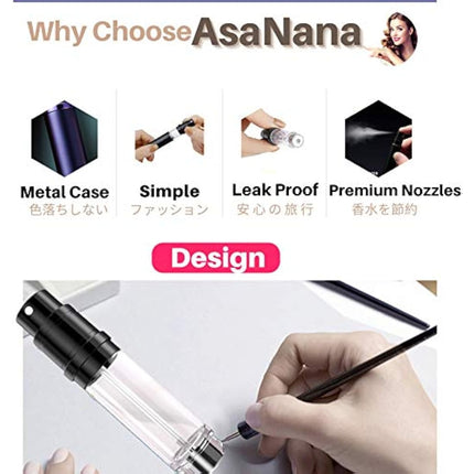 AsaNana Perfume Atomiser, Refillable & Travel Size Perfume Bottle, Leaking Proof,Bottom Pump without Funnel, Luxurious Small women and men, 5ml (Cla-MatBlue)