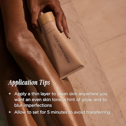 + Lux Unfiltered N°10 Blurring Body Glow Lotion - Instant Body Shimmer Lotion that Blurs Imperfections and Hydrates with Shea Butter, Squalane & Vitamin C - Vegan, Cruelty Free, Fragrance Free