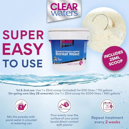 ClearWaters Blanket Weed Treatment for Ponds – 10L Bucket to Treat 100,000 L/Maintain 800,000 L– Quick Action Pond Weed Treament for Blanket Weed – Pond Cleaner Safe for Fish and Wildlife