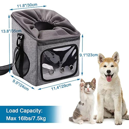 Ownpets Dog Bike Basket Bag Pet Carrier, Dog Car Seat with Safety Rope, Adjustable Shoulder Strap Portable Breathable Bicycle Basket Bag for Small Dogs and Cats