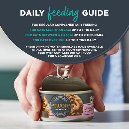 Encore 100 Percent Natural Wet Cat Food, Sardines with Tuna in Broth, 70g Tin (Pack of 16 Tins)