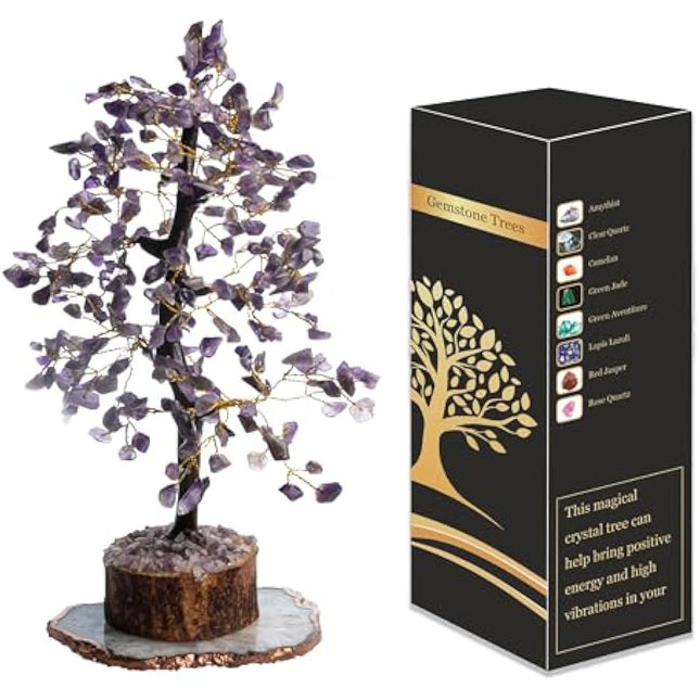 Amethyst Chakra Tree of Life - Crystal Tree for Positive Energy, Handmade Gem Tree - Feng Shui Decor, Good Luck Money Tree - Purple Healing Crystals for Spiritual Wisdom-Amythest tree