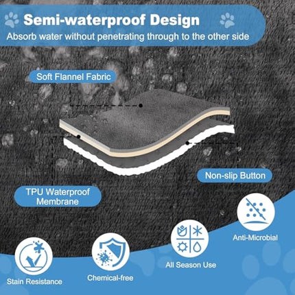 HezzLuv Waterproof Dog Blanket 203 x 229 cm, Washable Flannel Pet Blanket for Sofa Bed Cover, Anti-slip Warm Pet Throw, Fluffy & Soft, Leak-Proof, Furniture Protector for Small to Large Dogs and Cats