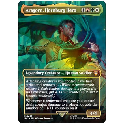 Magic: The Gathering The Lord of the Rings: Tales of Middle-earth Scene Box - Aragorn at Helm’s Deep (6 Scene Cards, 6 Art Cards, 3 Set Boosters + Display Easel)