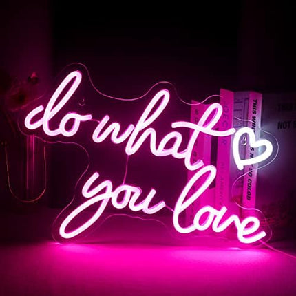 SIGNSHIP Do What You Love Neon Sign Pink LED Words Neon Light Wall Decorative Sweet LED Light Letter Led Sign for Bedroom Bar Wedding Birthday Party Valentine's Day Christmas Decor Gift