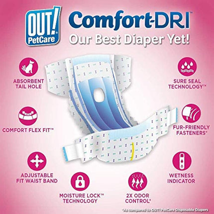 OUT! Pet Care Disposable Female Dog Diapers | Absorbent with Leak Proof Fit | Toy - 18 Pack