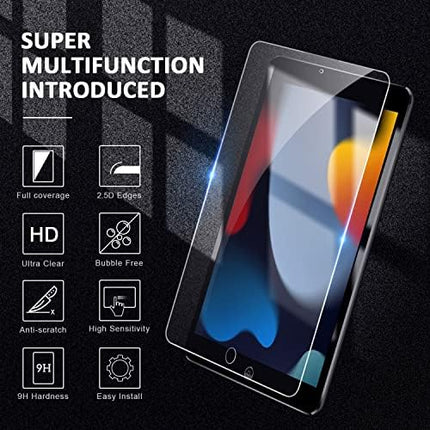TOPESCT IPad 10.2 inch Screen Protector[2 Pack], Tempered Glass Film for Apple iPad 2021 2020 2019 (9th / 8th / 7th Generation),9H Hardness, Ultra Clear, Anti-Scratch,for iPad 7 / iPad 8 / iPad 9
