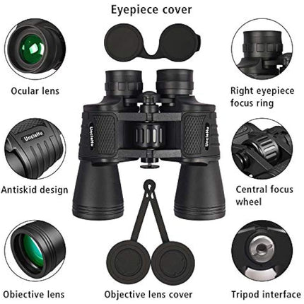 20x50 High Power Binoculars for Adults with Clear Vision, BAK4 Prism, FMC Lens, Waterproof Binoculars Telescope for Bird Watching Hunting Travel Football Games Stargazing with Carrying Case and Strap