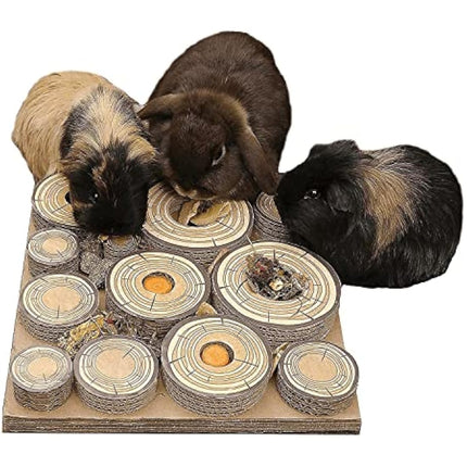 Rosewood Maze-a-Log Treat Challenge Toy for Small Animals – Cardboard Puzzle Feeder and Boredom Breaker, Hide Treats and Food, Safe-to-Chew, Enrichment Toy for Rabbits, Guinea Pigs, Hamsters, Rats