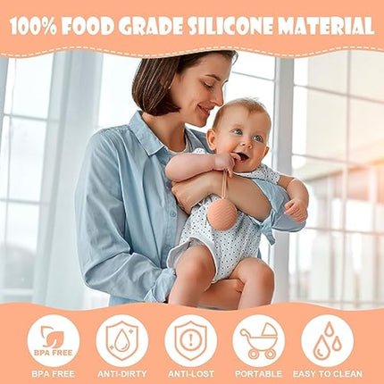 Aolso Dummy Holder Case Set, 2PCS Silicone Soother Pods for Baby, Travel Pacifier Case - Pink/Bean Paste