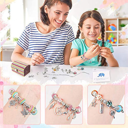 Mocoosy Charm Bracelet Making Kit for Girls, Gifts for 5-12 Year Old Girls Toys Jewellery Making Kit for Teenage Girls Arts and Crafts for Kids, Christmas Birthday Gifts for Girls Teens Children