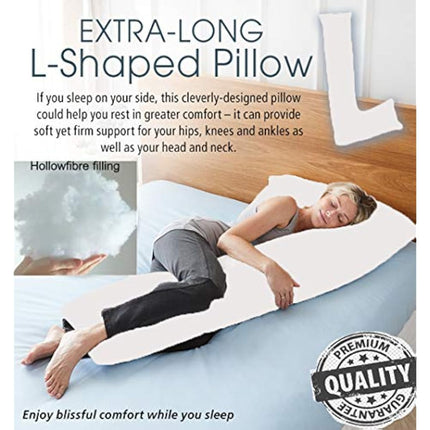 Linen Empire Premium L-Shape Pregnancy Pillow Orthopaedic Hollow Fibre Filling Maternity Body Pillow| Back, Neck & Leg Pain Relief |Side Sleeper Pillow Only