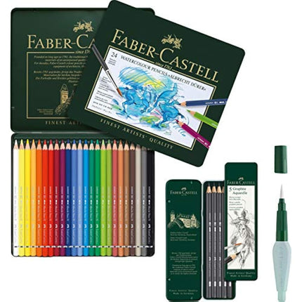 Faber-Castell Watercolour Pencil Set Complete with Watercolour Pencils ABLRECHT DÜRER and Water Tank Brush